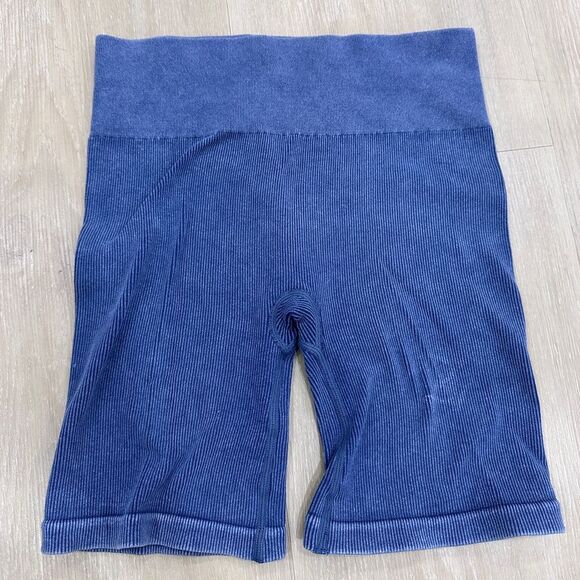 Gilly Hicks Ribbed Biker Shorts, Set of 2, Black and Blue, Size XS - Picture 5 of 8